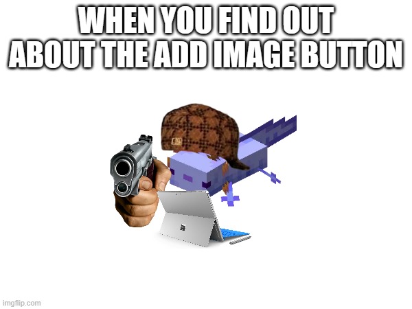 WHEN YOU FIND OUT ABOUT THE ADD IMAGE BUTTON | made w/ Imgflip meme maker