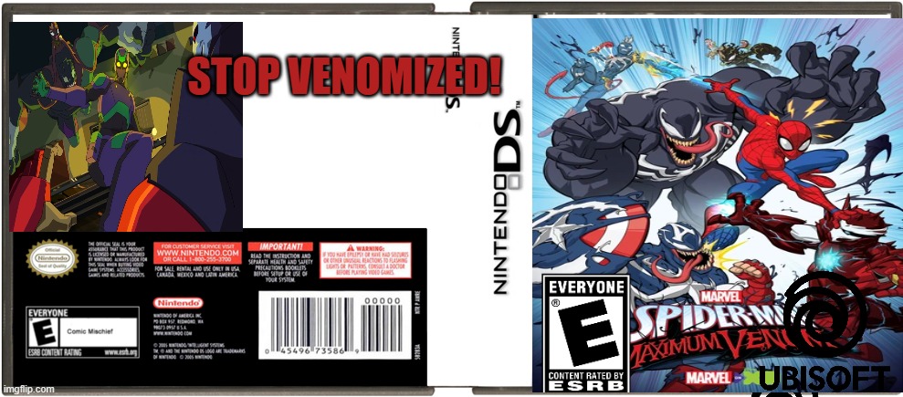 Blank Nintendo DS Cover | STOP VENOMIZED! | image tagged in blank nintendo ds cover,spiderman | made w/ Imgflip meme maker