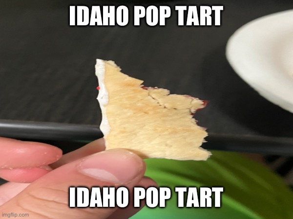 Idaho Pop Tart (I took this photo) | IDAHO POP TART; IDAHO POP TART | image tagged in idaho,pop tarts | made w/ Imgflip meme maker