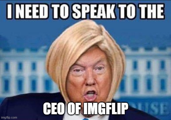 I need to speak to the CEO of imglip. Says Karen | CEO OF IMGFLIP | image tagged in trump karen | made w/ Imgflip meme maker