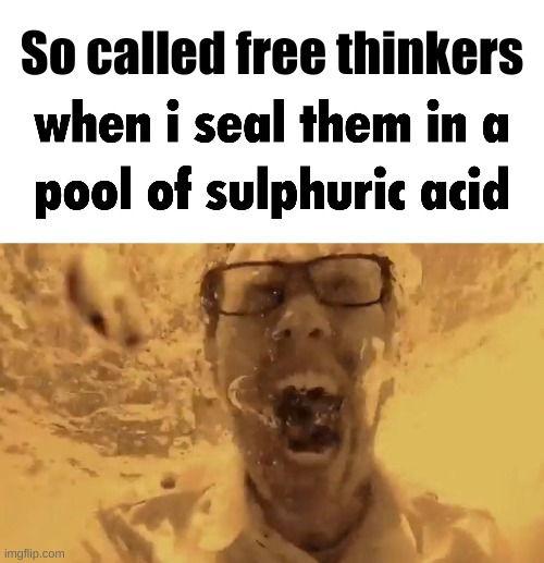Free thinker | So called free thinkers | image tagged in when i drown them in,shitpost,msmg,oh wow are you actually reading these tags | made w/ Imgflip meme maker