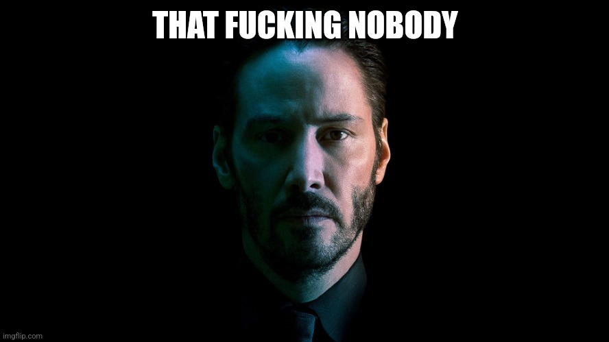 John Wick | THAT FUCKING NOBODY | image tagged in john wick | made w/ Imgflip meme maker