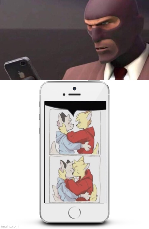I made this | image tagged in tf2 spy looking at phone,phone | made w/ Imgflip meme maker