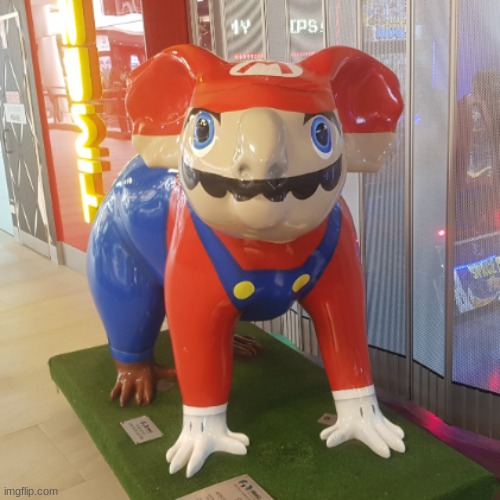 cursed mario koala | image tagged in mario,cursed image,funny,cursed,you have been eternally cursed for reading the tags,hehehe | made w/ Imgflip meme maker