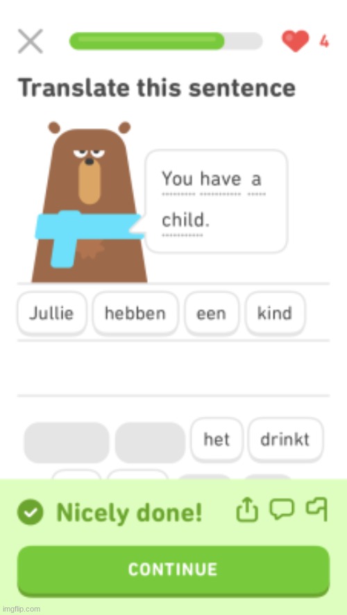 This bear can read minds | image tagged in duolingo | made w/ Imgflip meme maker
