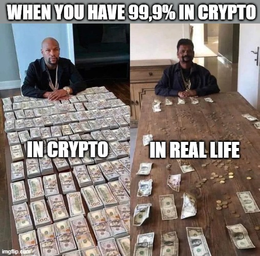 Crypto Investors be like. | WHEN YOU HAVE 99,9% IN CRYPTO; IN CRYPTO; IN REAL LIFE | image tagged in floyd mayweather before after | made w/ Imgflip meme maker