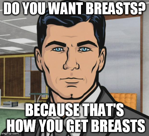 Archer | DO YOU WANT BREASTS? BECAUSE THAT'S HOW YOU GET BREASTS | image tagged in archer,AdviceAnimals | made w/ Imgflip meme maker