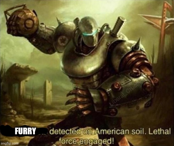 https://imgflip.com/user/KorbinSalt | FURRY | image tagged in communists detected on american soil fallout | made w/ Imgflip meme maker