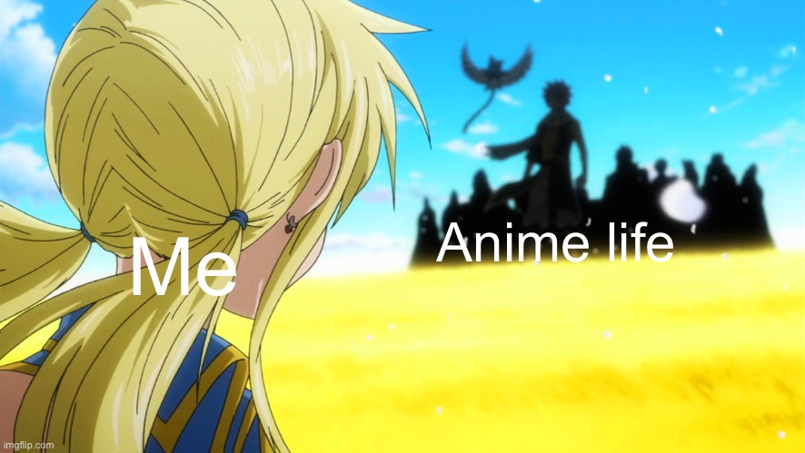 Anime life | Anime life; Me | image tagged in future lucy,lucy heartfilia,fairy tail,anime life,memes | made w/ Imgflip meme maker