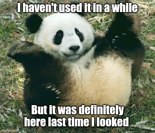 pandabutt | I haven't used it in a while; But it was definitely here last time I looked | image tagged in pandabutt | made w/ Imgflip meme maker