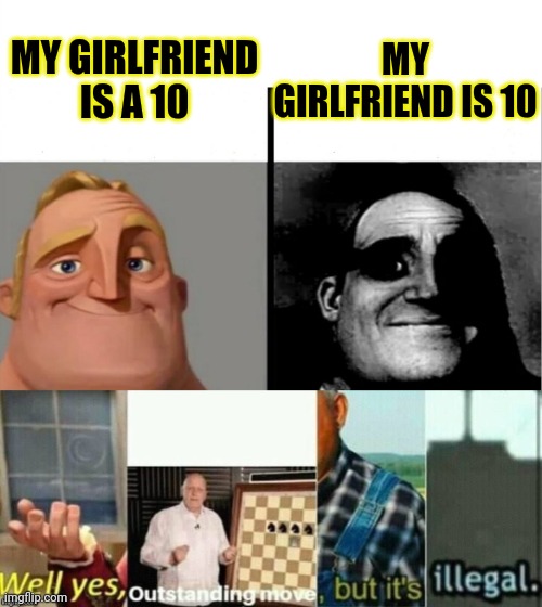 MY GIRLFRIEND IS A 10; MY GIRLFRIEND IS 10 | image tagged in teacher's copy,well yes outstanding move but it's illegal,funny memes,dark humor,cheeseman_ | made w/ Imgflip meme maker