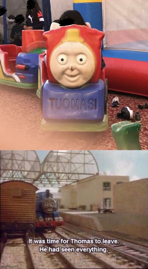 Tuomas | image tagged in it was time for thomas to leave,you had one job,thomas the tank engine,memes,crappy design,spelling error | made w/ Imgflip meme maker