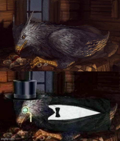 My new template | image tagged in buckbeak,tuxedo buckbeak | made w/ Imgflip meme maker