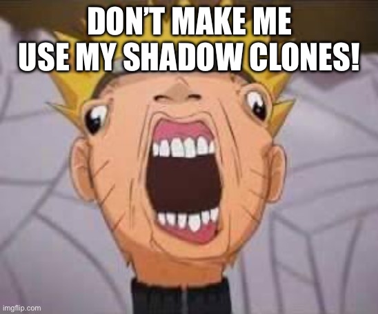Naruto | DON’T MAKE ME USE MY SHADOW CLONES! | image tagged in naruto joke | made w/ Imgflip meme maker
