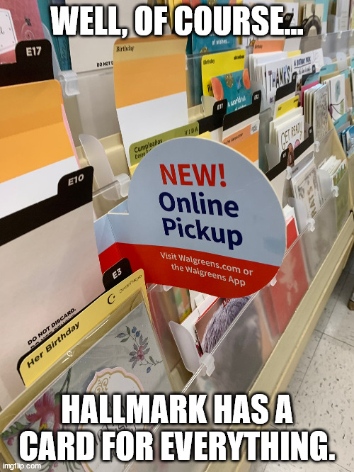 Online Pick Up | WELL, OF COURSE... HALLMARK HAS A CARD FOR EVERYTHING. | image tagged in online dating,hook ups | made w/ Imgflip meme maker