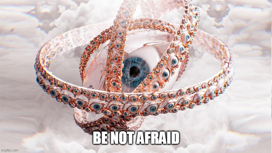 BE NOT AFRAID | image tagged in biblically accurate angel | made w/ Imgflip meme maker