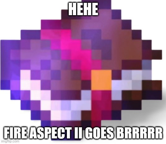 enchanted book minecraft | HEHE FIRE ASPECT II GOES BRRRRR | image tagged in enchanted book minecraft | made w/ Imgflip meme maker