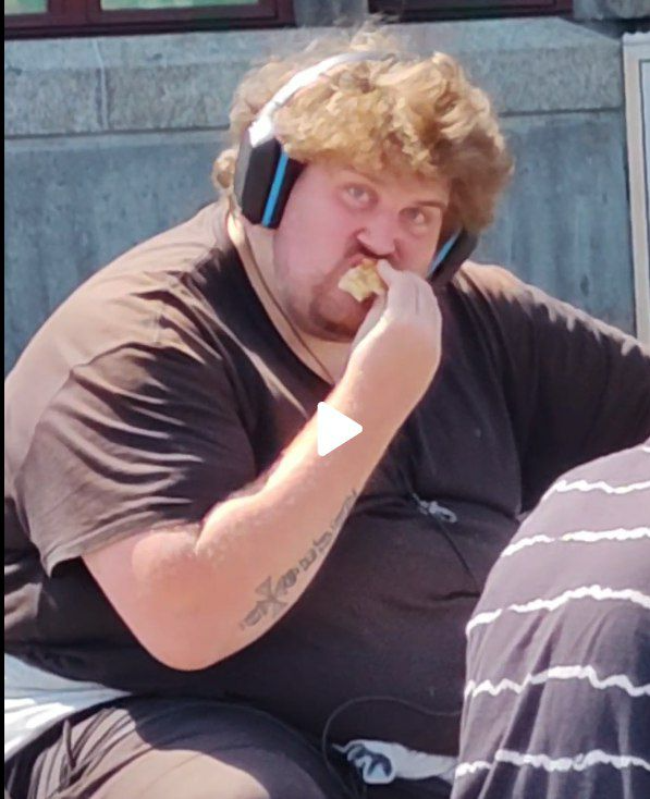 Fat Guy Eating Blank Meme Template