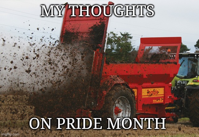 Manure | MY THOUGHTS; ON PRIDE MONTH | image tagged in pride month | made w/ Imgflip meme maker