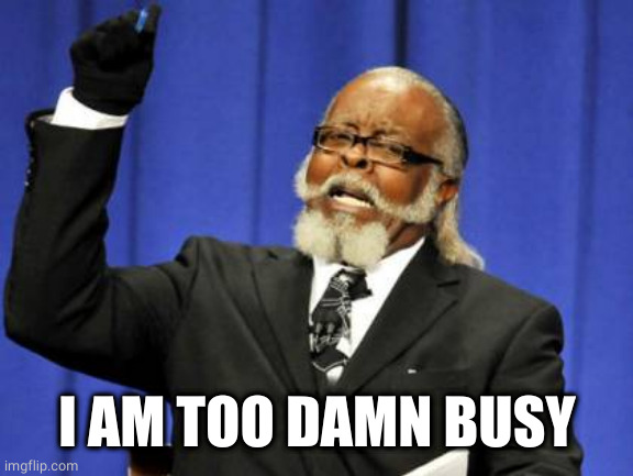 Too Damn High Meme | I AM TOO DAMN BUSY | image tagged in memes,too damn high | made w/ Imgflip meme maker