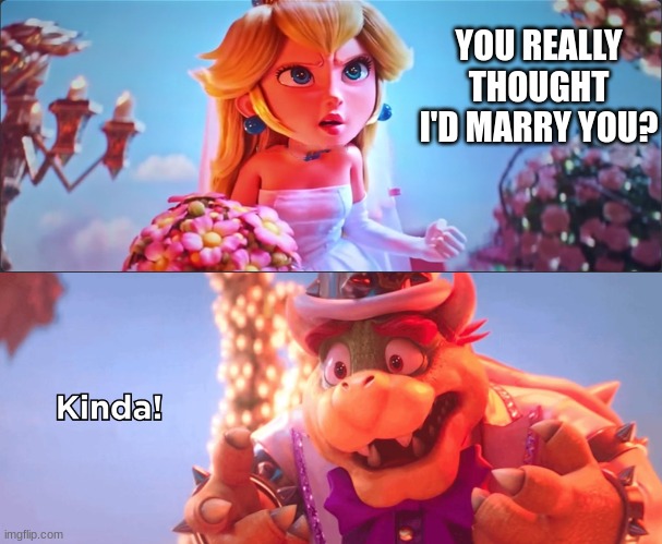Kinda! | YOU REALLY THOUGHT I'D MARRY YOU? | image tagged in kinda,mario movie | made w/ Imgflip meme maker