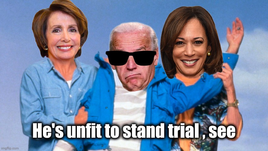 Weekend at Biden's | He's unfit to stand trial , see | image tagged in weekend at biden's | made w/ Imgflip meme maker