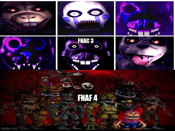 which game is better? | FNAC 3; FNAF 4 | image tagged in fnac,fnaf | made w/ Imgflip meme maker