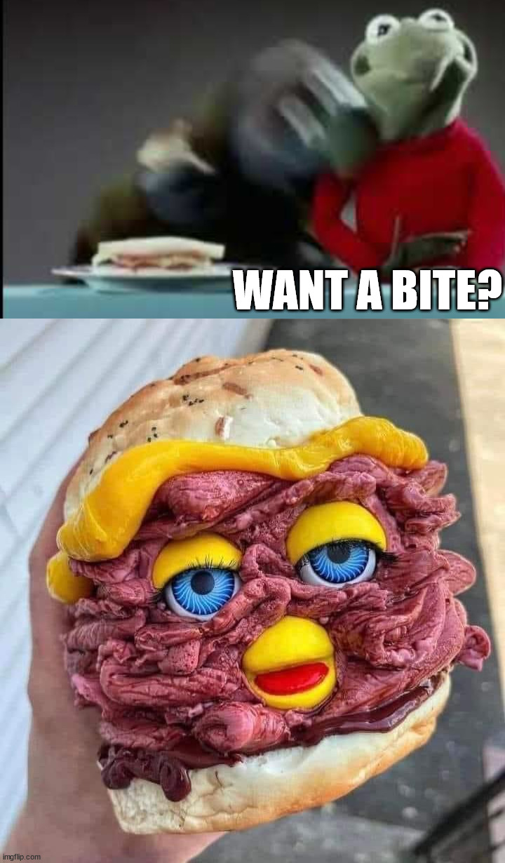 WANT A BITE? | image tagged in want a bite | made w/ Imgflip meme maker