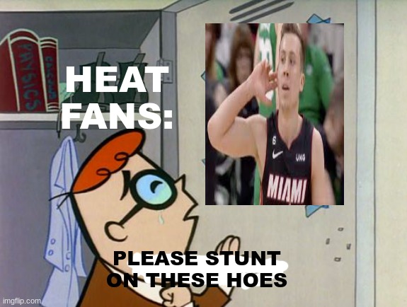 the heat are 2-0 when he stunts on these hoes (heat fan) | HEAT FANS:; PLEASE STUNT ON THESE HOES | image tagged in i have failed you | made w/ Imgflip meme maker