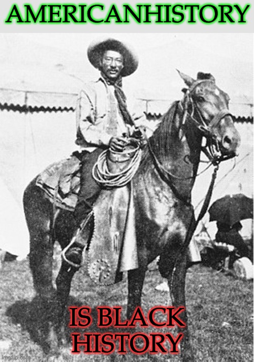 Celebrate Juneteenth (did you know that up to 25% of cowboys were Black?) | AMERICANHISTORY; IS BLACK
HISTORY | image tagged in cowboy,us history,black,juneteenth,holidays | made w/ Imgflip meme maker