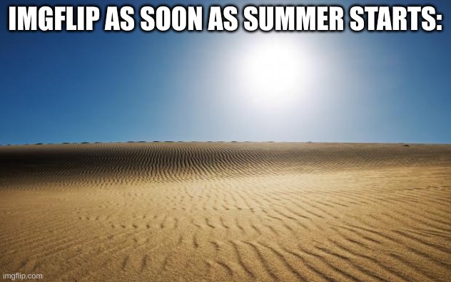 . | IMGFLIP AS SOON AS SUMMER STARTS: | image tagged in desert | made w/ Imgflip meme maker