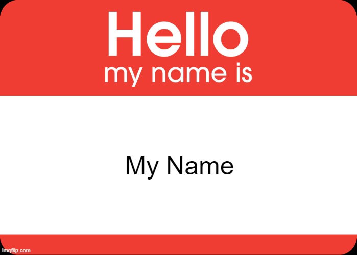 Hello My Name Is | My Name | image tagged in hello my name is,hmm yes the floor here is made out of floor | made w/ Imgflip meme maker