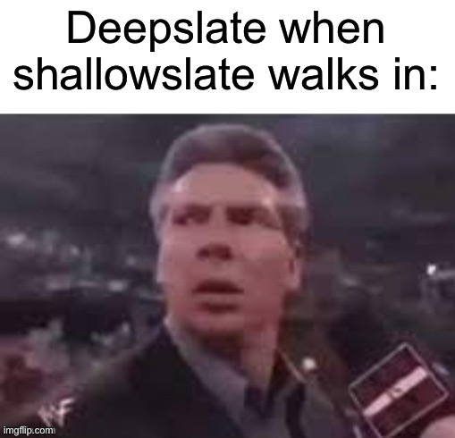 x when x walks in | Deepslate when shallowslate walks in: | image tagged in x when x walks in | made w/ Imgflip meme maker