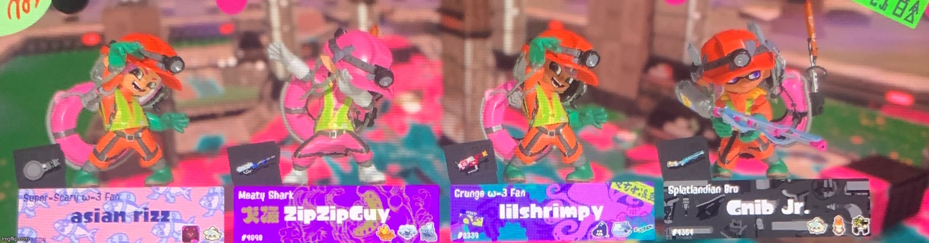 Shrimpy, Gnib, and zip were the best teammates I ever had. Helped me beat 5 rounds in a row | image tagged in splatoon | made w/ Imgflip meme maker