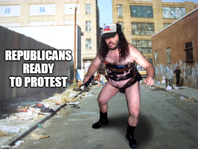 republicans | REPUBLICANS READY TO PROTEST | image tagged in republicans,republican incels,maga morons,clown car republicans,protesters,incels | made w/ Imgflip meme maker
