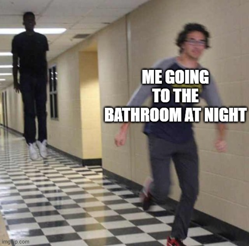 floating boy chasing running boy | ME GOING TO THE BATHROOM AT NIGHT | image tagged in floating boy chasing running boy | made w/ Imgflip meme maker