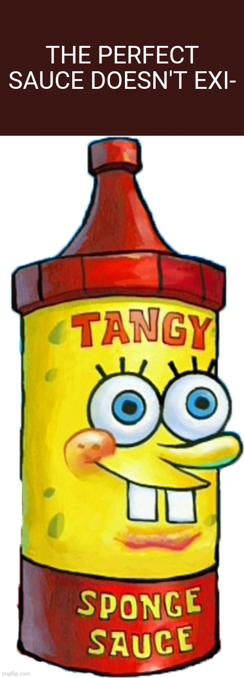 The perfect sauce | THE PERFECT SAUCE DOESN'T EXI- | image tagged in tangy sponge sauce | made w/ Imgflip meme maker