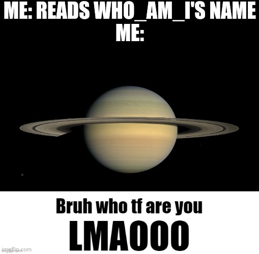 Who is he tho | ME: READS WHO_AM_I'S NAME
ME: | image tagged in bruh who tf are you lmaooo | made w/ Imgflip meme maker