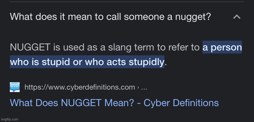 the reasoning behind my username: no it’s not a chicken nugget thing. chicken nuggets are mid tbh | made w/ Imgflip meme maker