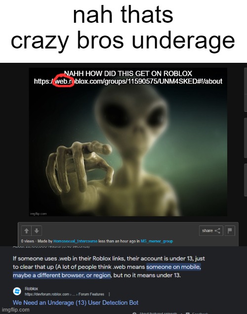 nah thats crazy bros underage | made w/ Imgflip meme maker