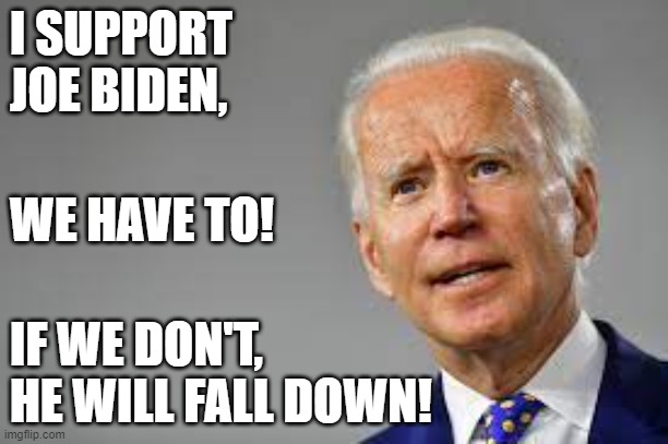 Support Biden | I SUPPORT
JOE BIDEN, WE HAVE TO! IF WE DON'T,
HE WILL FALL DOWN! | image tagged in handicapped,elderly,bike fall,the fall guy,stairs,dementia | made w/ Imgflip meme maker