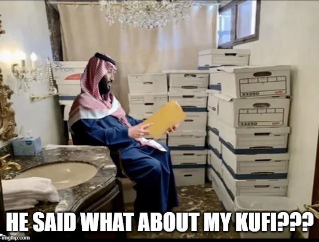 Trump Potty | HE SAID WHAT ABOUT MY KUFI??? | image tagged in trump | made w/ Imgflip meme maker