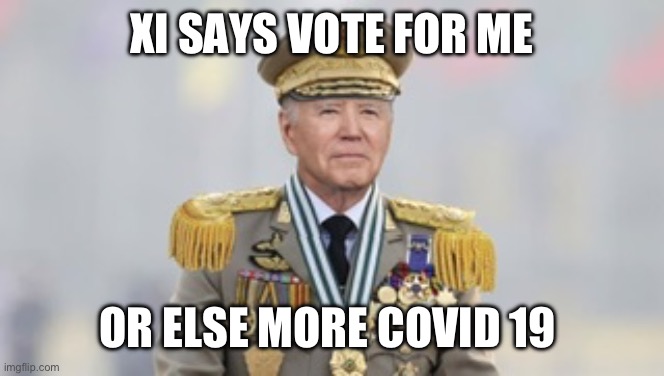 China Joe | XI SAYS VOTE FOR ME; OR ELSE MORE COVID 19 | image tagged in xi joe | made w/ Imgflip meme maker