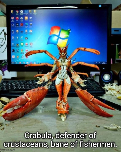 Crabula, defender of crustaceans, bane of fishermen. | made w/ Imgflip meme maker