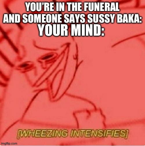 lol | YOUR MIND:; YOU’RE IN THE FUNERAL AND SOMEONE SAYS SUSSY BAKA: | made w/ Imgflip meme maker