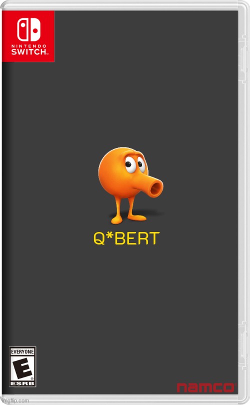 qbert on the switch | Q*BERT | image tagged in nintendo switch,qbert,fake,namco | made w/ Imgflip meme maker