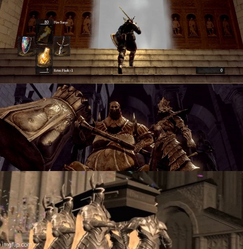If you've played Dark Souls, You'll get this. | image tagged in dark souls ornstein and smough | made w/ Imgflip meme maker