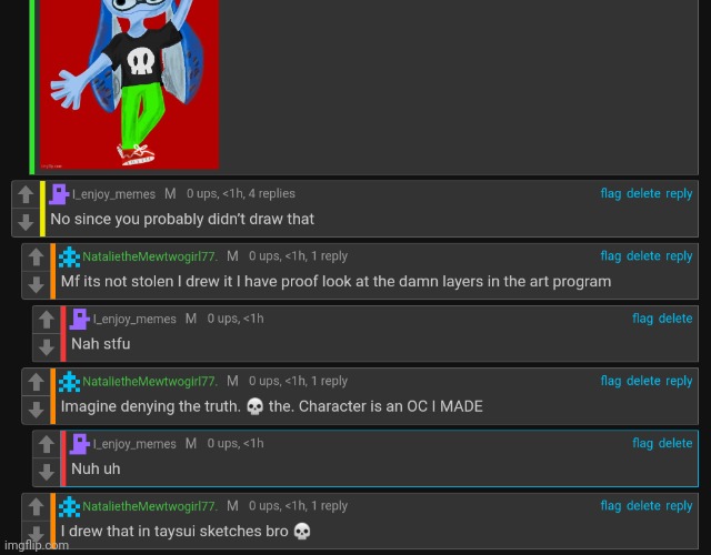 This man is saying an oc I made and made art of isnt mine. :Skype skull emoji: | made w/ Imgflip meme maker