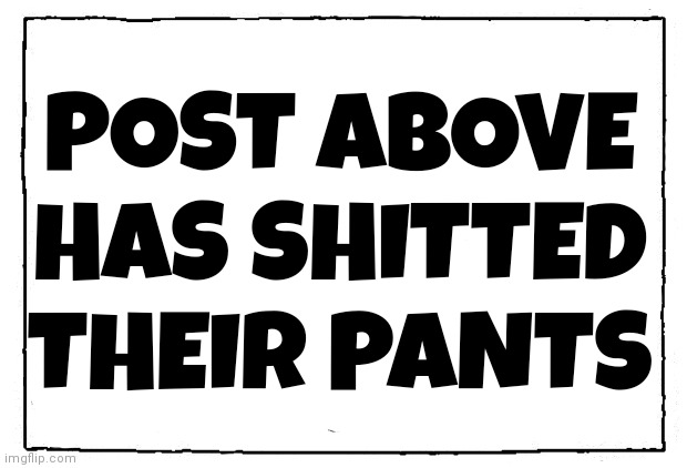 comic blank panel | POST ABOVE HAS SHITTED THEIR PANTS | image tagged in comic blank panel | made w/ Imgflip meme maker
