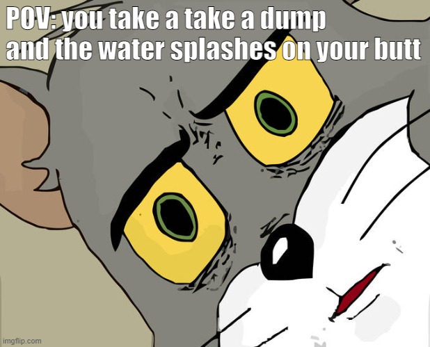 Unsettled Tom | POV: you take a take a dump and the water splashes on your butt | image tagged in memes,unsettled tom,funny,relatable,funny memes | made w/ Imgflip meme maker